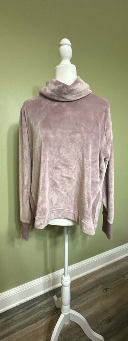 Athleta Double Cozy Karma Funnel Neck Sweatshirt Flora Mauve Size L